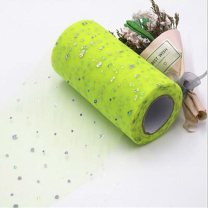 ELECTROPRIME Tulle Roll 25 Yards 13cm Organza Laser Crafts Wedding Decoration Tulle Birthday Party Supplies(Fruit Green)