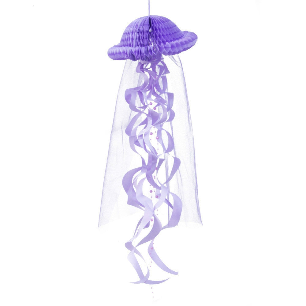 ELECTROPRIME Honeycomb Jellyfish Pastel Mermaid Party Birthday Party Decorations Hanging(Purple)