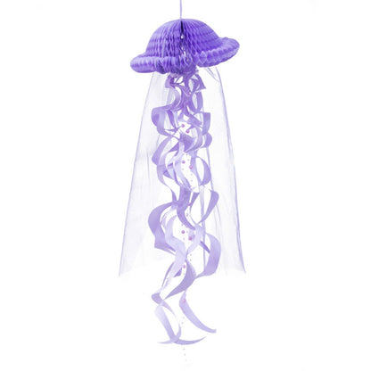 ELECTROPRIME Honeycomb Jellyfish Pastel Mermaid Party Birthday Party Decorations Hanging(Purple)