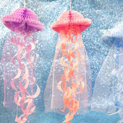 ELECTROPRIME Honeycomb Jellyfish Pastel Mermaid Party Birthday Party Decorations Hanging(Purple)
