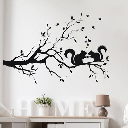 ELECTROPRIME Squirrel Twig Bedroom Living Room Decoration Removable Wall Sticker