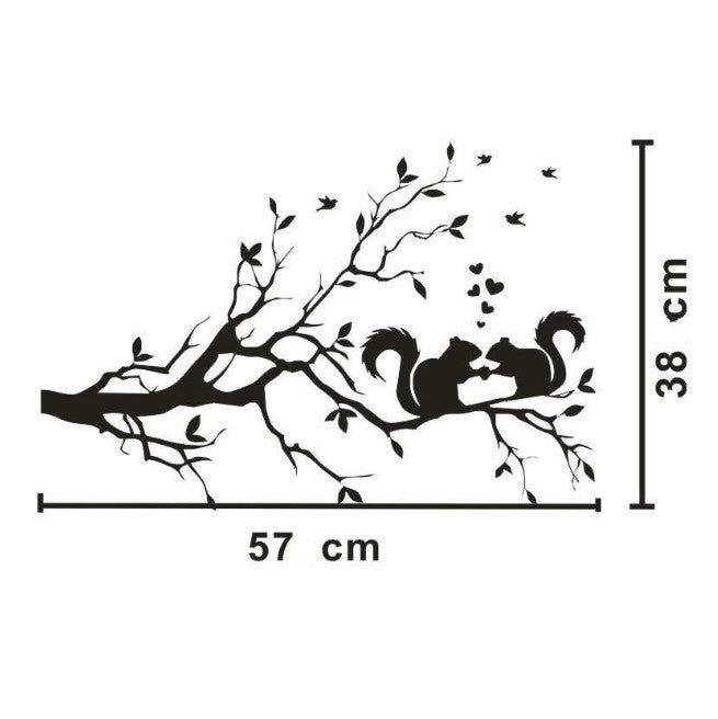 ELECTROPRIME Squirrel Twig Bedroom Living Room Decoration Removable Wall Sticker