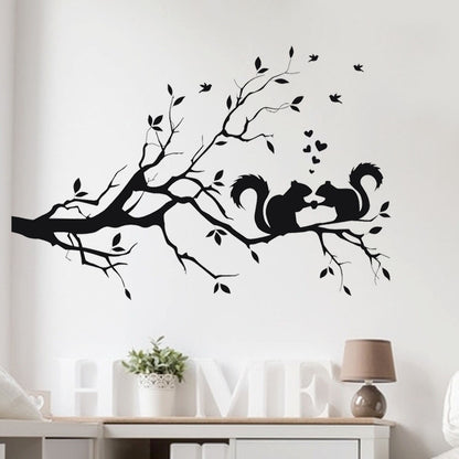 ELECTROPRIME Squirrel Twig Bedroom Living Room Decoration Removable Wall Sticker