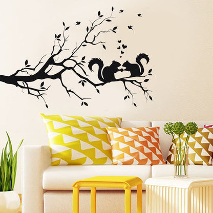 ELECTROPRIME Squirrel Twig Bedroom Living Room Decoration Removable Wall Sticker