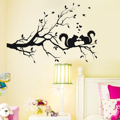 ELECTROPRIME Squirrel Twig Bedroom Living Room Decoration Removable Wall Sticker