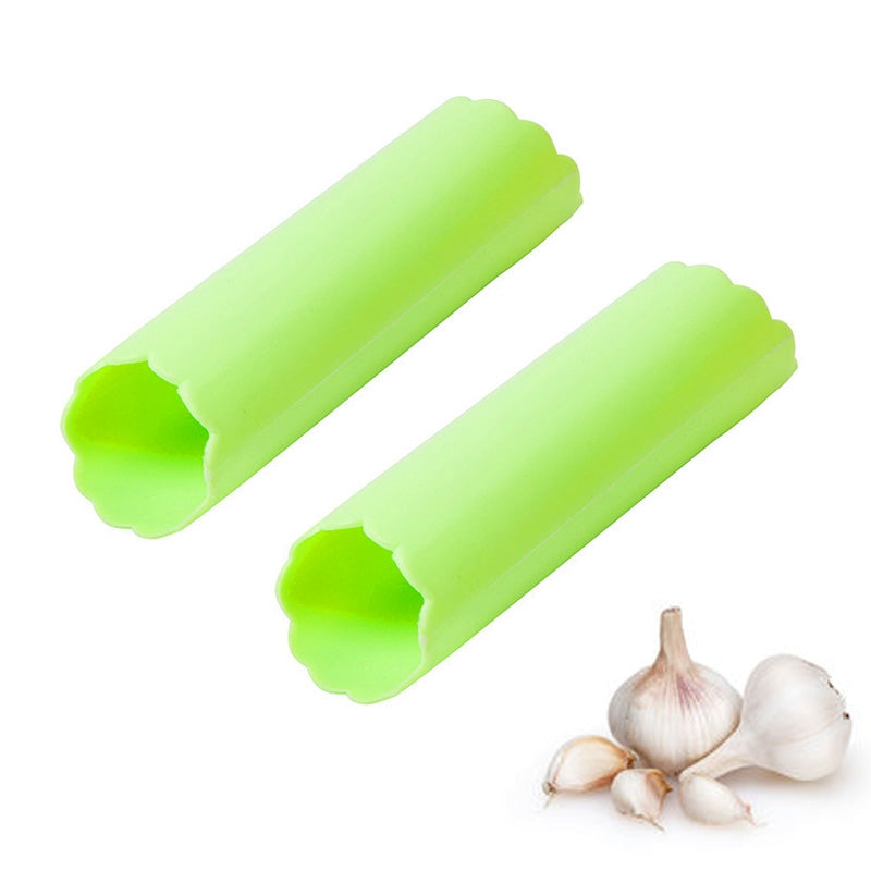 ELECTROPRIME 2 PCS Kitchen Peeling Garlic Press Garlic Peeler Does Not Hurt the Hand Silicone Garlic Peeler(Green)