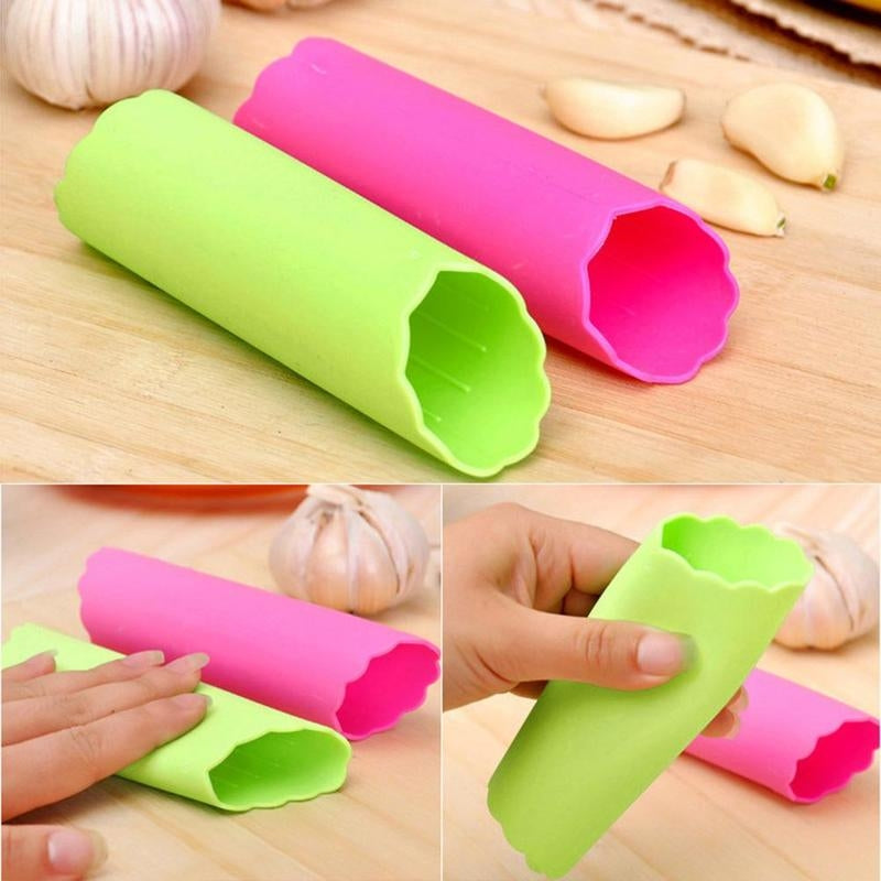 ELECTROPRIME 2 PCS Kitchen Peeling Garlic Press Garlic Peeler Does Not Hurt the Hand Silicone Garlic Peeler(Green)