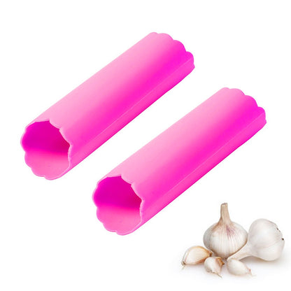 ELECTROPRIME 2 PCS Kitchen Peeling Garlic Press Garlic Peeler Does Not Hurt the Hand Silicone Garlic Peeler(Red)