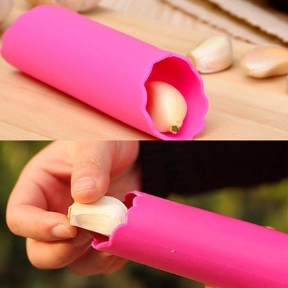 ELECTROPRIME 2 PCS Kitchen Peeling Garlic Press Garlic Peeler Does Not Hurt the Hand Silicone Garlic Peeler(Red)