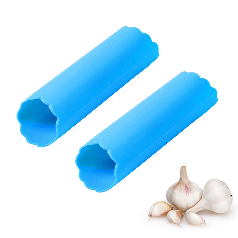 ELECTROPRIME 2 PCS Kitchen Peeling Garlic Press Garlic Peeler Does Not Hurt the Hand Silicone Garlic Peeler(Blue)