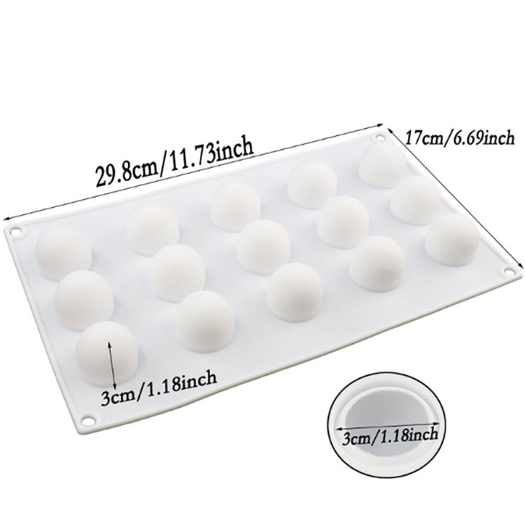 ELECTROPRIME French Dessert 15 Even Spherical Cake Mold Mousse Silicone Creative DIY Baking Mold White?29.7×17.5×3cm?