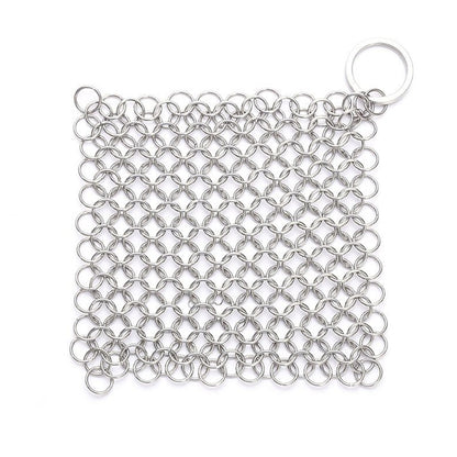 ELECTROPRIME Stainless Steel Square Cast Iron Cleaner Pot Brush Scrubber Home Cookware Kitchen Cleaning Tool, Size:7×7inch