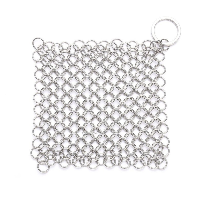 ELECTROPRIME Stainless Steel Square Cast Iron Cleaner Pot Brush Scrubber Home Cookware Kitchen Cleaning Tool, Size:8×8inch