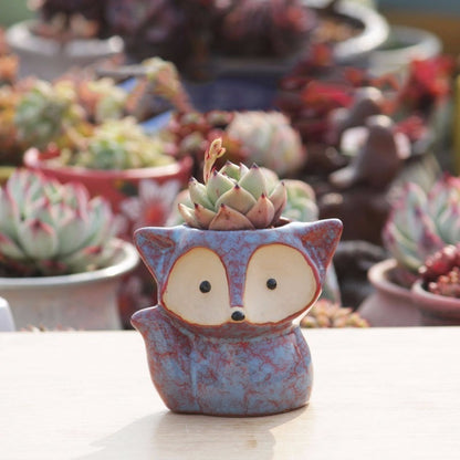ELECTROPRIME Ceramic Fleshy Flower Pot Succulent Thumb Pot Fox Flower Pot, Random Color Delivery (Without Plants)