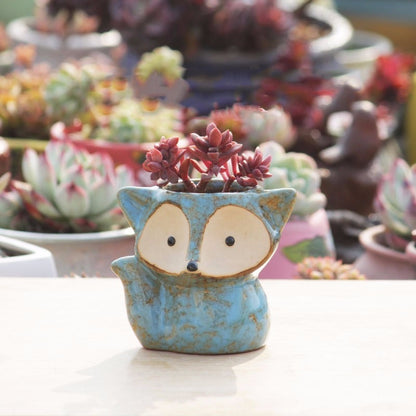 ELECTROPRIME Ceramic Fleshy Flower Pot Succulent Thumb Pot Fox Flower Pot, Random Color Delivery (Without Plants)