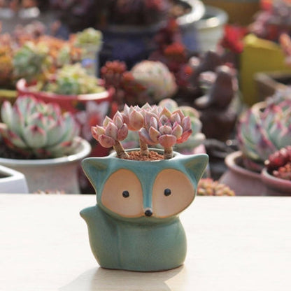 ELECTROPRIME Ceramic Fleshy Flower Pot Succulent Thumb Pot Fox Flower Pot, Random Color Delivery (Without Plants)