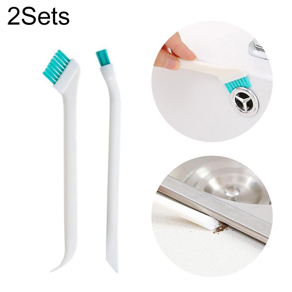 ELECTROPRIME 2 Sets 2 in 1 Double Head Door Window Gap Cleaning Brush Cup Brush with Tail Scraper(White)