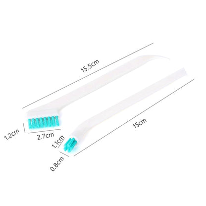 ELECTROPRIME 2 Sets 2 in 1 Double Head Door Window Gap Cleaning Brush Cup Brush with Tail Scraper(White)