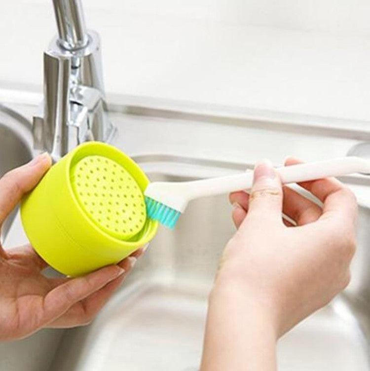 ELECTROPRIME 2 Sets 2 in 1 Double Head Door Window Gap Cleaning Brush Cup Brush with Tail Scraper(White)