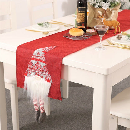 ELECTROPRIME Christmas Tablecloth Santa Claus Table Runner Hotel Banquet Table Flag for Festival Decoration(Red)