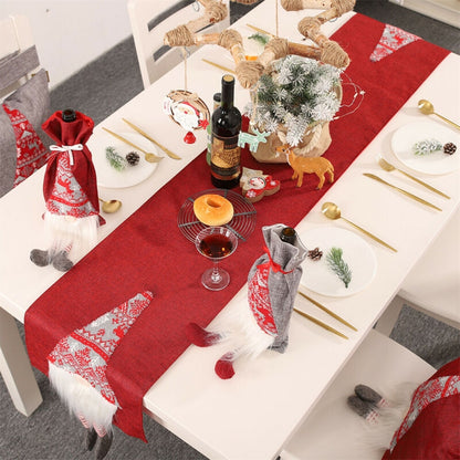 ELECTROPRIME Christmas Tablecloth Santa Claus Table Runner Hotel Banquet Table Flag for Festival Decoration(Red)