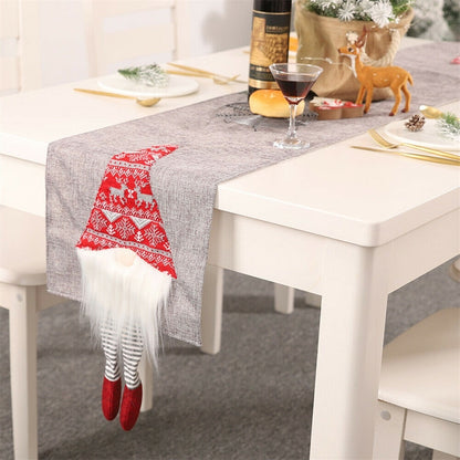 ELECTROPRIME Christmas Tablecloth Santa Claus Table Runner Hotel Banquet Table Flag for Festival Decoration(Gray)