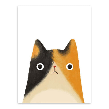 ELECTROPRIME Cute Cat And Avatar Poster Print Canvas Painting Home Art Decoration, Size:50×70cm (Yellow and Black)