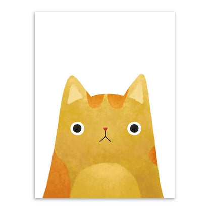 ELECTROPRIME Cute Cat And Avatar Poster Print Canvas Painting Home Art Decoration, Size:50×70cm (Yellow)