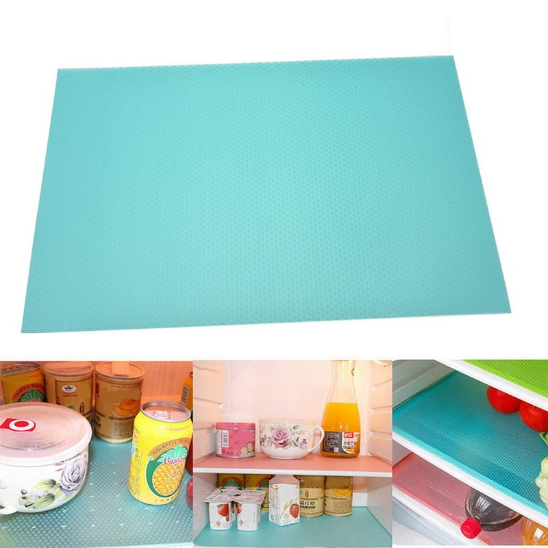 ELECTROPRIME 4 PCS / Set Environmentally Friendly Waterproof Washable Antibacterial Antifouling Refrigerator Mat, Color:Transparent Blue