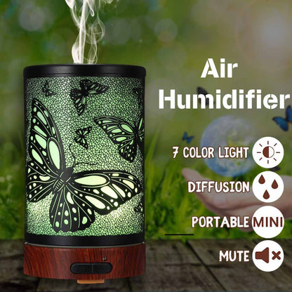 ELECTROPRIME Butterfly Pattern Air Humidifier Essential Oil Diffuser Mist Maker Colorful LED Lamp  Diffuser Aromatherapy Air Purifier, Plug Type:US Plug(Black)
