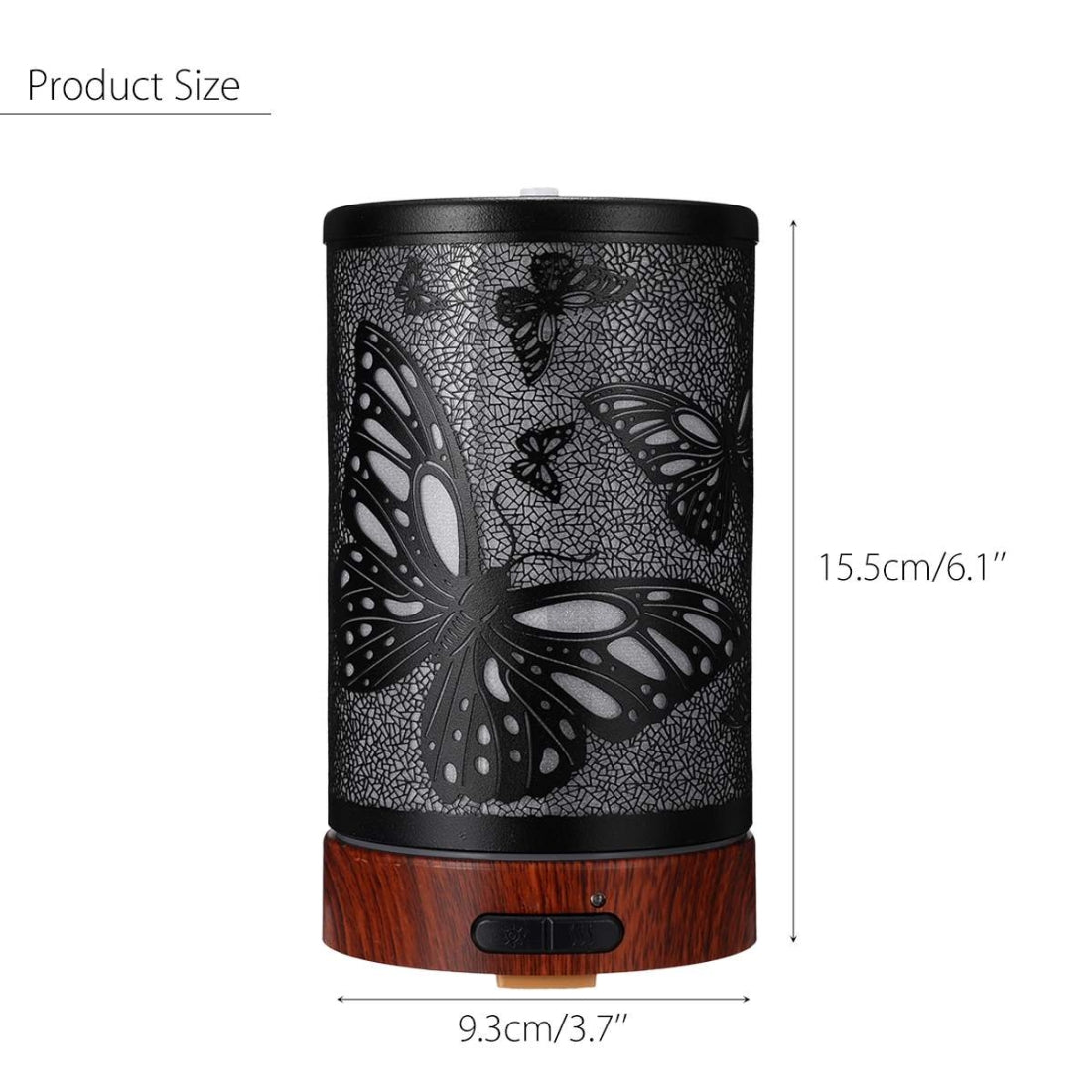 ELECTROPRIME Butterfly Pattern Air Humidifier Essential Oil Diffuser Mist Maker Colorful LED Lamp  Diffuser Aromatherapy Air Purifier, Plug Type:US Plug(Black)