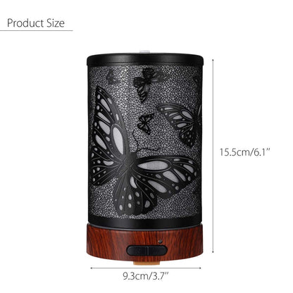 ELECTROPRIME Butterfly Pattern Air Humidifier Essential Oil Diffuser Mist Maker Colorful LED Lamp  Diffuser Aromatherapy Air Purifier, Plug Type:US Plug(Black)