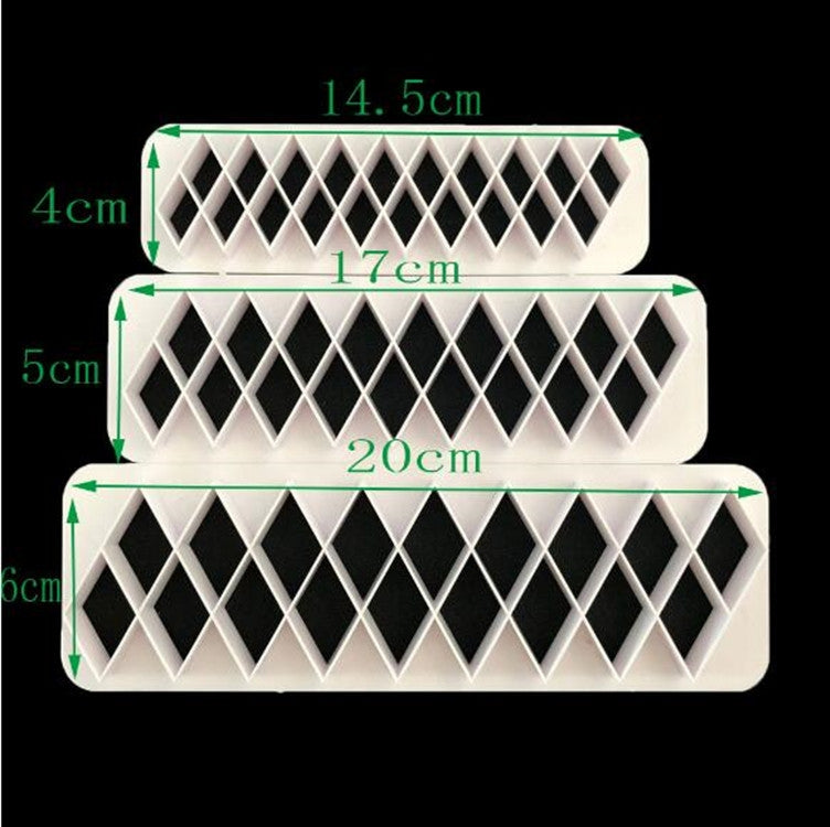 ELECTROPRIME 2 PCS Chocolate Cake Geometric Puzzle Embossed Strip Foundation Shape Graphic Biscuit Mold Stamping Tool(Four-sided Diamond)