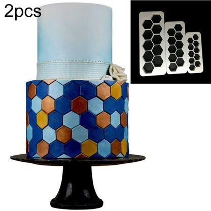 ELECTROPRIME 2 PCS Chocolate Cake Geometric Puzzle Embossed Strip Foundation Shape Graphic Biscuit Mold Stamping Tool(Hexagon)