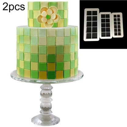 ELECTROPRIME 2 PCS Chocolate Cake Geometric Puzzle Embossed Strip Foundation Shape Graphic Biscuit Mold Stamping Tool( Square)