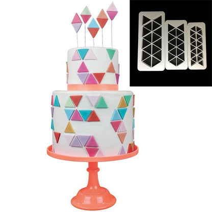 ELECTROPRIME 2 PCS Chocolate Cake Geometric Puzzle Embossed Strip Foundation Shape Graphic Biscuit Mold Stamping Tool(Oblique Triangle)