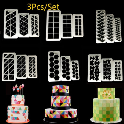 ELECTROPRIME 2 PCS Chocolate Cake Geometric Puzzle Embossed Strip Foundation Shape Graphic Biscuit Mold Stamping Tool(Oblique Triangle)