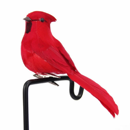ELECTROPRIME Real Feather Simulation Bird Horticultural Decoration Bird Craft Foam Bird(Red)