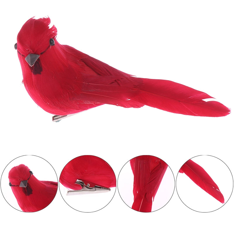 ELECTROPRIME Real Feather Simulation Bird Horticultural Decoration Bird Craft Foam Bird(Red)