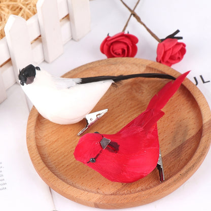 ELECTROPRIME Real Feather Simulation Bird Horticultural Decoration Bird Craft Foam Bird(Red)