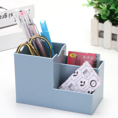 ELECTROPRIME Creative Multifunctional Desktop Plastic Storage Phone Holder Pen Holder(Blue)