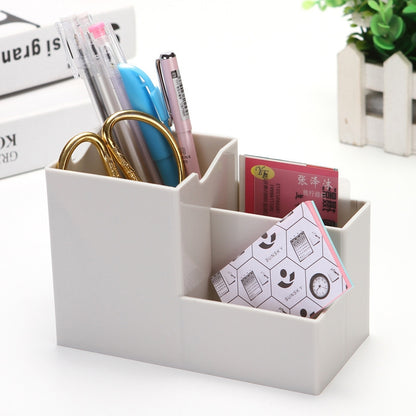 ELECTROPRIME Creative Multifunctional Desktop Plastic Storage Phone Holder Pen Holder(Grey)