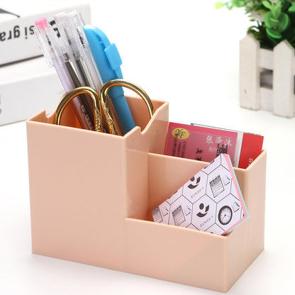ELECTROPRIME Creative Multifunctional Desktop Plastic Storage Phone Holder Pen Holder(Pink)