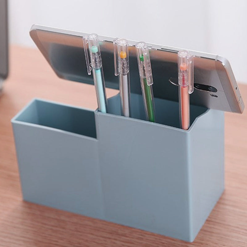 ELECTROPRIME Creative Multifunctional Desktop Plastic Storage Phone Holder Pen Holder(Pink)