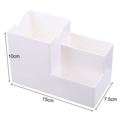 ELECTROPRIME Creative Multifunctional Desktop Plastic Storage Phone Holder Pen Holder(White)