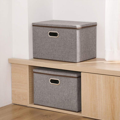 ELECTROPRIME Household Clothes Storage Box Fabric Foldable Debris Storage Box Toy Storage Box,  Size: M 37x27x26cm(Dark Gray)