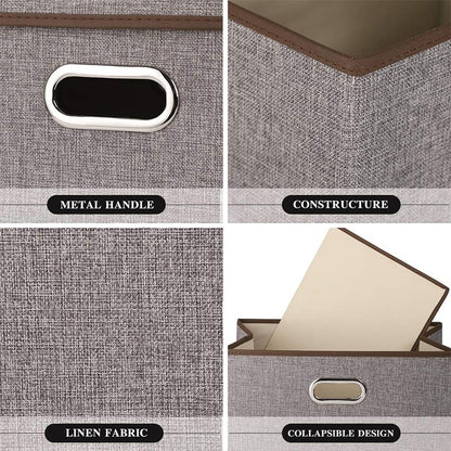 ELECTROPRIME Household Clothes Storage Box Fabric Foldable Debris Storage Box Toy Storage Box,  Size: XXL 58x40x35cm(Khaki)
