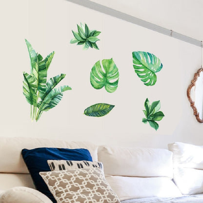 ELECTROPRIME Summer Tropical Green Plant Leaves Living Room TV Wall Refrigerator Closet Decorative Wall Stickers