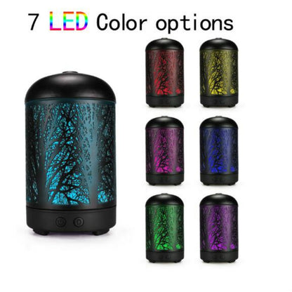 ELECTROPRIME Metal Tree Air Humidifier Essential Oil Diffuser Mist Maker Colorful LED Lamp Diffuser Aromatherapy Air Purifier, EU Plug(Black)
