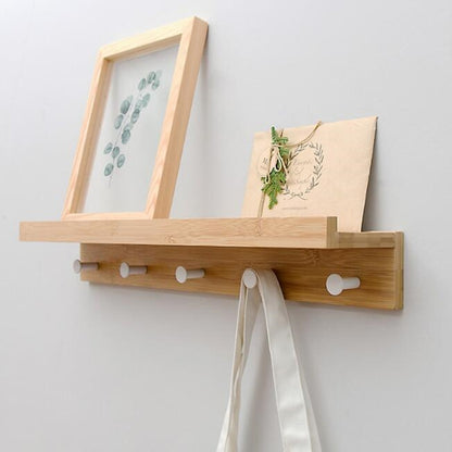 ELECTROPRIME Creative Porch Decorative Wooden Coat Rack Metal Hook Key Storage Rack, Size:5 Hooks(Wood Color)